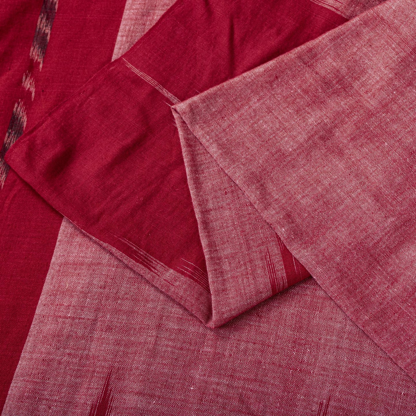 Sanskriti Vintage Red-Pink 100%Pure Cotton Saree Ikat Handwoven Sambhalpuri Sari