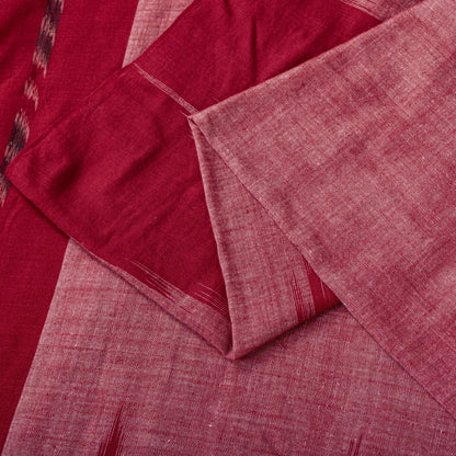 Sanskriti Vintage Red-Pink 100%Pure Cotton Saree Ikat Handwoven Sambhalpuri Sari