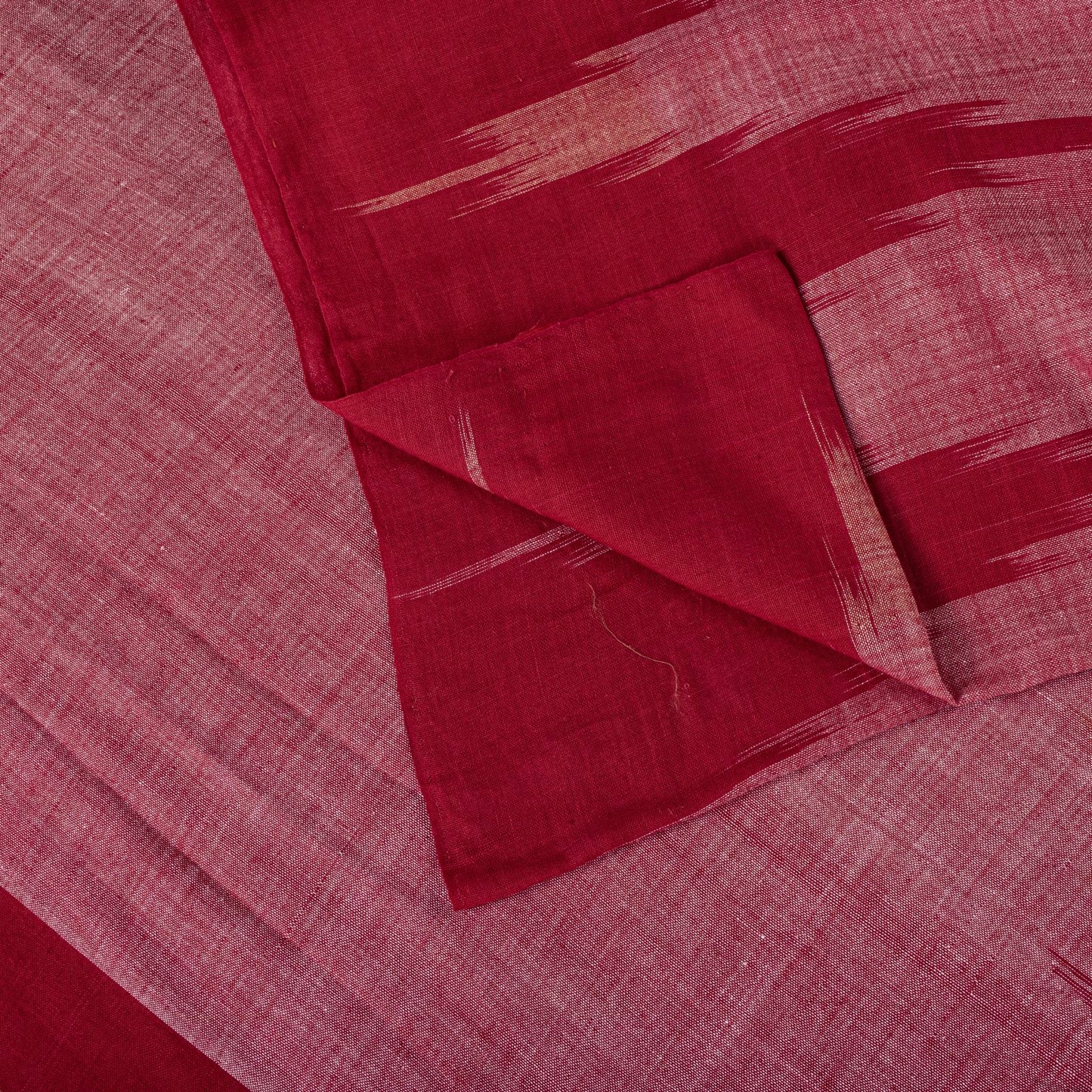 Sanskriti Vintage Red-Pink 100%Pure Cotton Saree Ikat Handwoven Sambhalpuri Sari