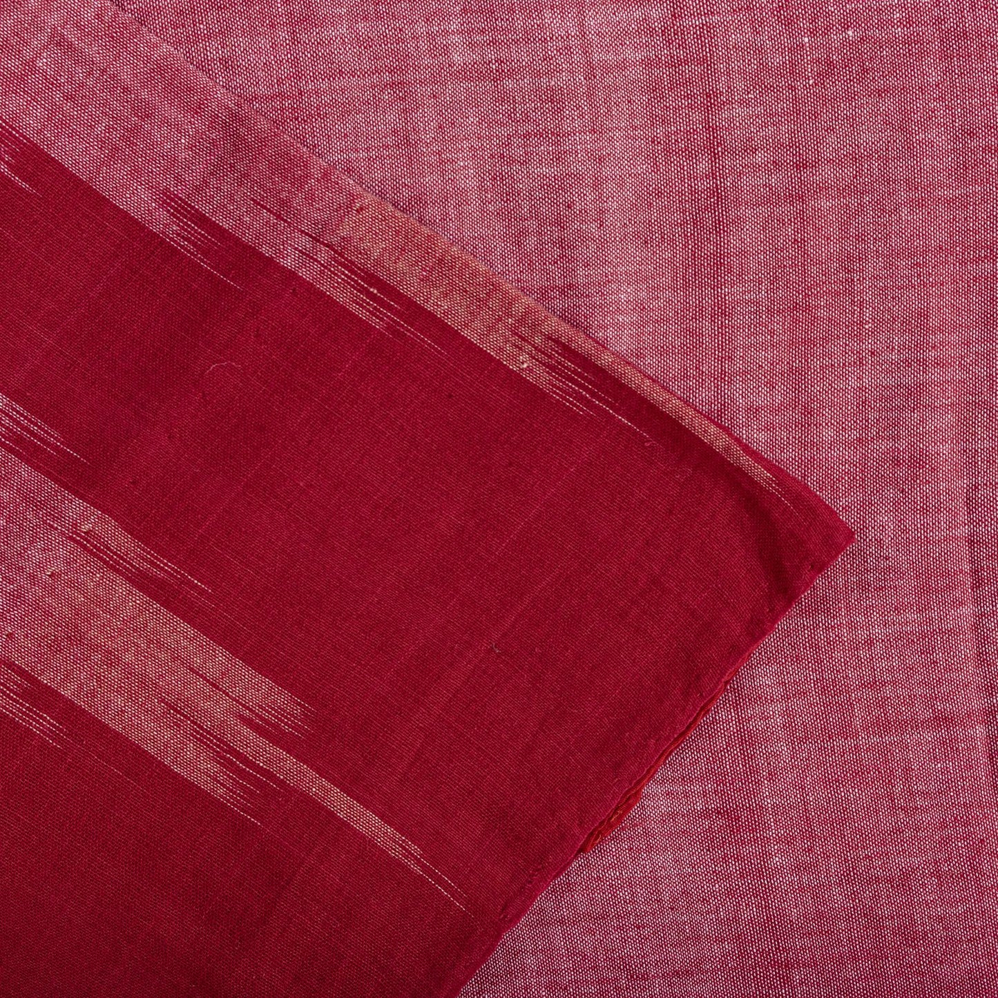 Sanskriti Vintage Red-Pink 100%Pure Cotton Saree Ikat Handwoven Sambhalpuri Sari