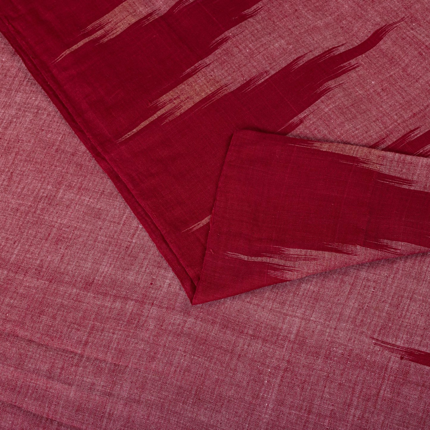 Sanskriti Vintage Red-Pink 100%Pure Cotton Saree Ikat Handwoven Sambhalpuri Sari
