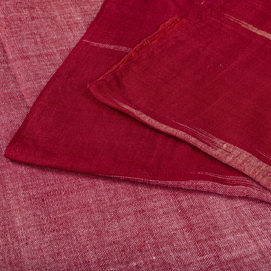 Sanskriti Vintage Red-Pink 100%Pure Cotton Saree Ikat Handwoven Sambhalpuri Sari
