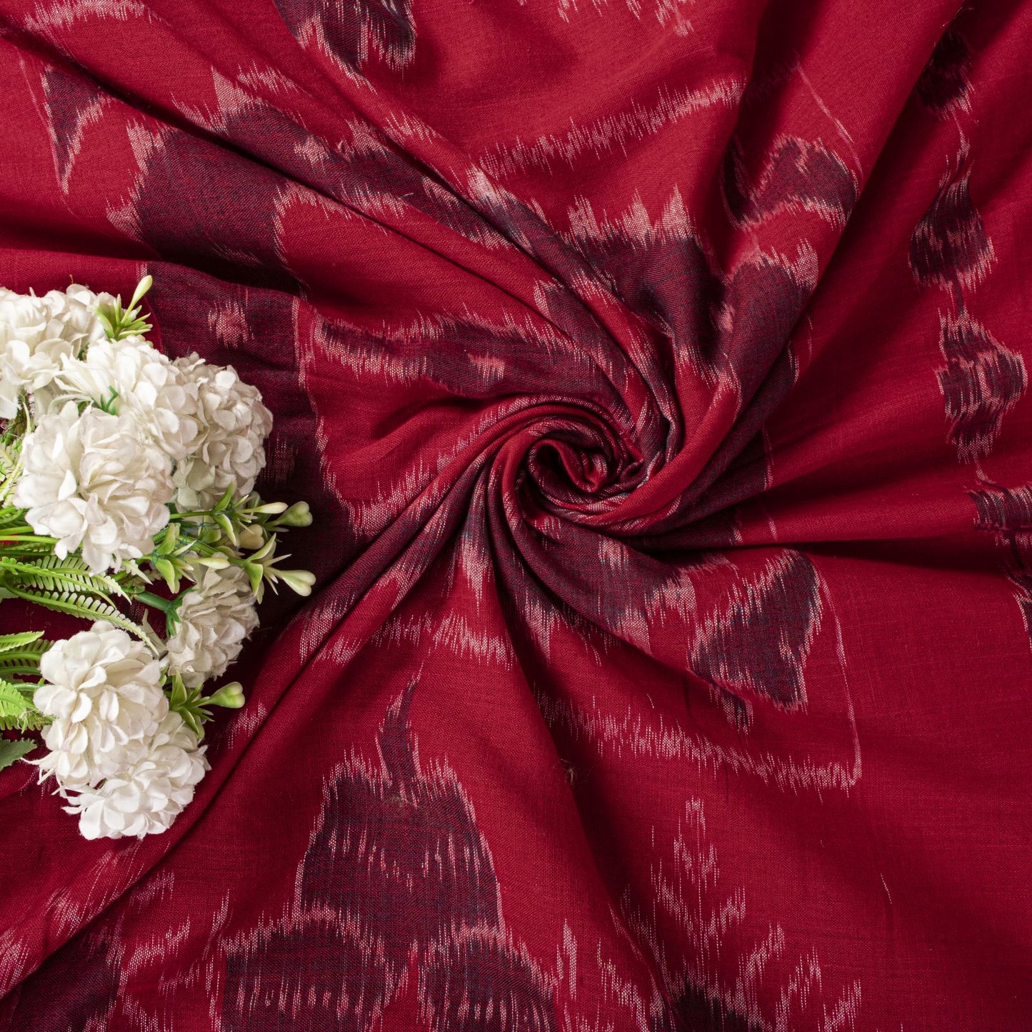Sanskriti Vintage Red-Pink 100%Pure Cotton Saree Ikat Handwoven Sambhalpuri Sari