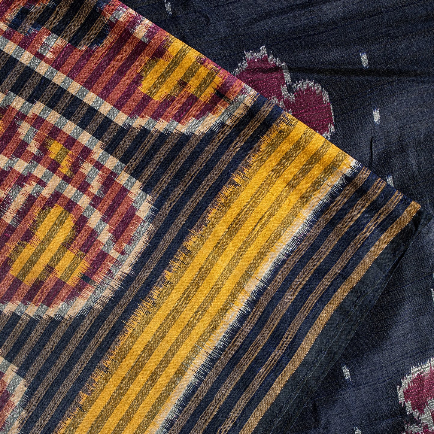 Sanskriti Vintage Red Pure Silk Sarees Ikat Hand Woven Pochampally 5.5 Yard Sari