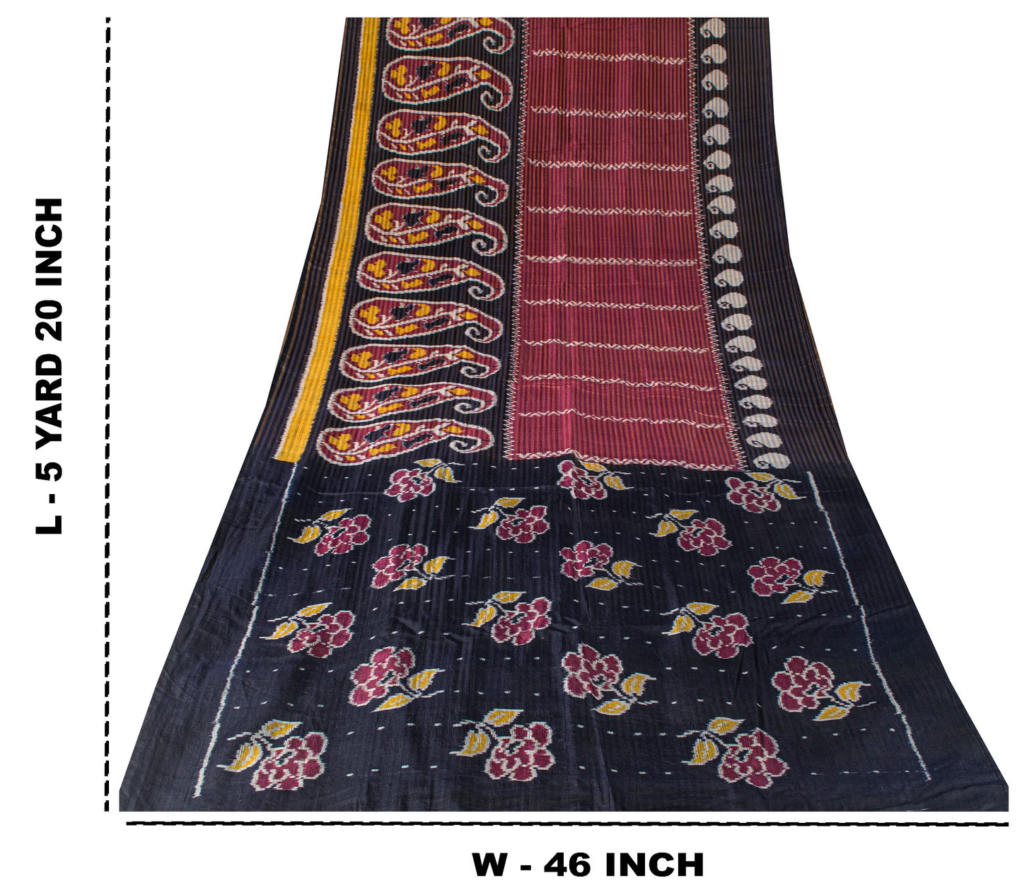 Sanskriti Vintage Red Pure Silk Sarees Ikat Hand Woven Pochampally 5.5 Yard Sari