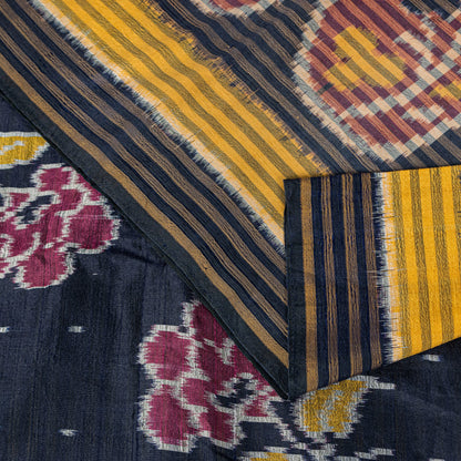 Sanskriti Vintage Red Pure Silk Sarees Ikat Hand Woven Pochampally 5.5 Yard Sari