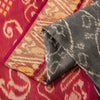 Sanskriti Vintage Red-Black Cotton Silk Sarees Ikat Hand Woven Sambhalpuri 5.5Yd