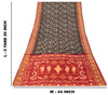 Sanskriti Vintage Red-Black Cotton Silk Sarees Ikat Hand Woven Sambhalpuri 5.5Yd