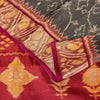 Sanskriti Vintage Red-Black Cotton Silk Sarees Ikat Hand Woven Sambhalpuri 5.5Yd