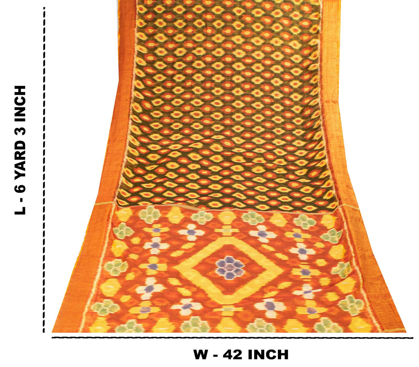 Sanskriti Vintage Black Blend Cotton Saree Ikat Woven Sambalpuri 6 Yard Sari DIY