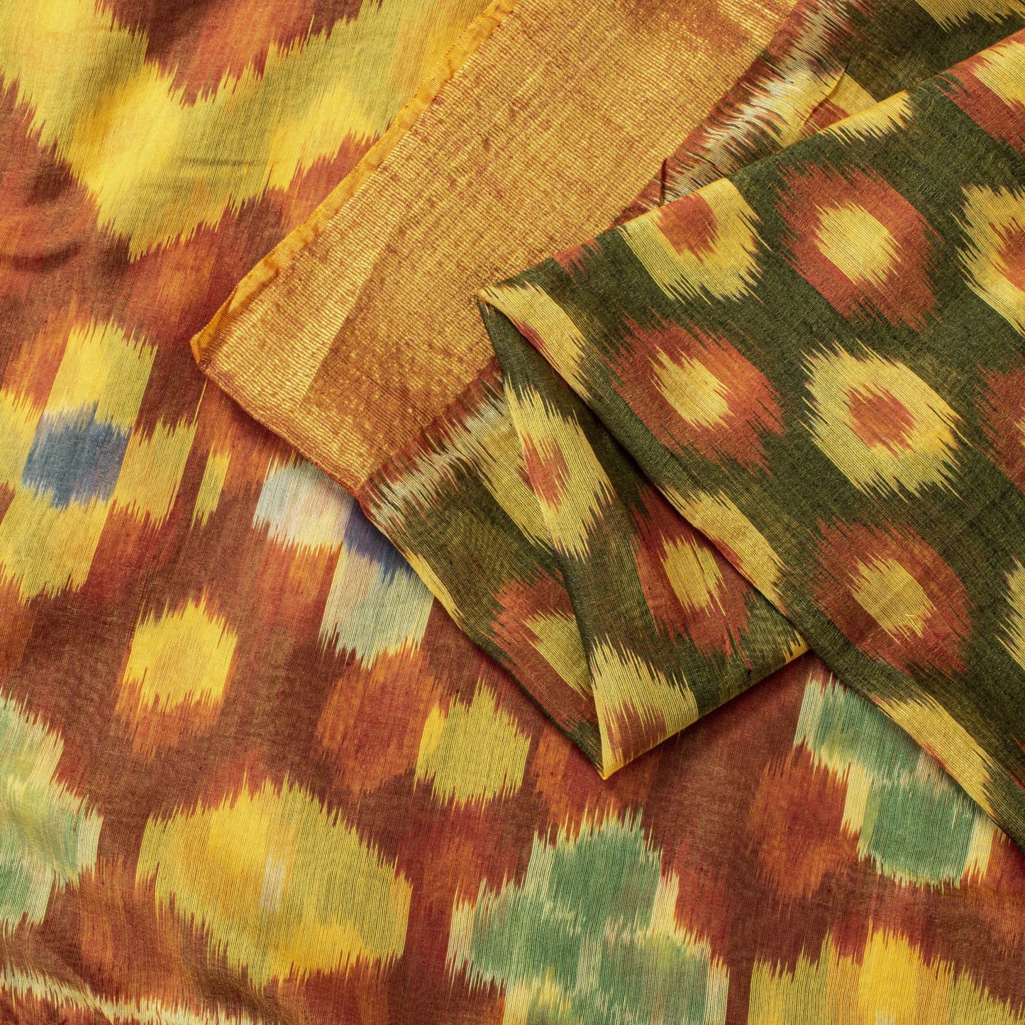 Sanskriti Vintage Black Blend Cotton Saree Ikat Woven Sambalpuri 6 Yard Sari DIY