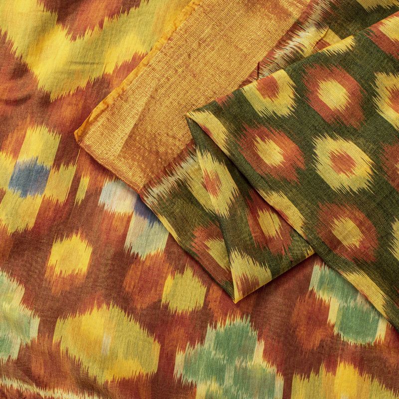 Sanskriti Vintage Black Blend Cotton Saree Ikat Woven Sambalpuri 6 Yard Sari DIY