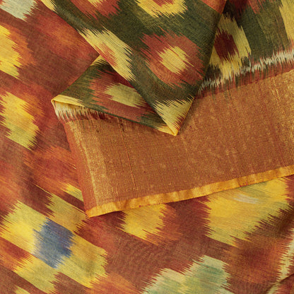 Sanskriti Vintage Black Blend Cotton Saree Ikat Woven Sambalpuri 6 Yard Sari DIY