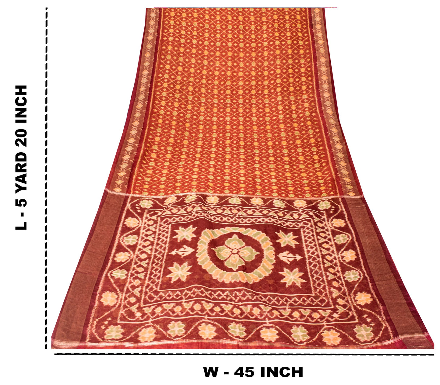 Sanskriti Vintage Red Cotton Silk Sarees Ikat Hand Woven Sambhalpuri 5.5Yd Sari