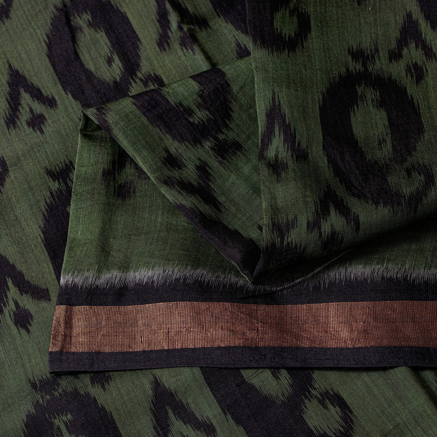 Sanskriti Vintage Green Blend Cotton Sarees Ikat Hand Woven Sambhalpuri 5.5Yd