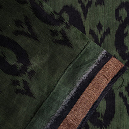 Sanskriti Vintage Green Blend Cotton Sarees Ikat Hand Woven Sambhalpuri 5.5Yd