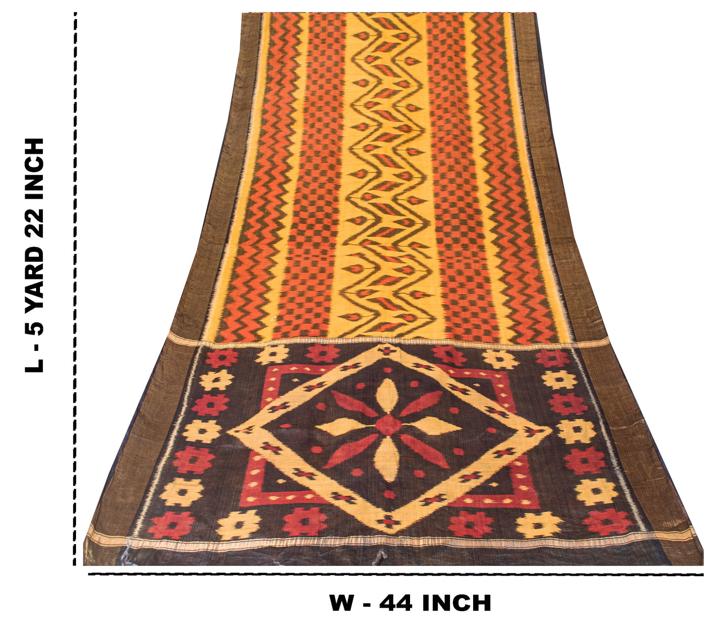 Sanskriti Vintage Red Cotton Silk Sarees Ikat Hand Woven Sambhalpuri 5.5 Yd Sari