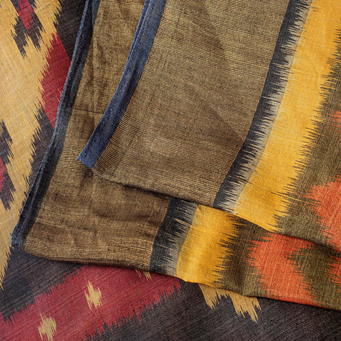 Sanskriti Vintage Red Cotton Silk Sarees Ikat Hand Woven Sambhalpuri 5.5 Yd Sari