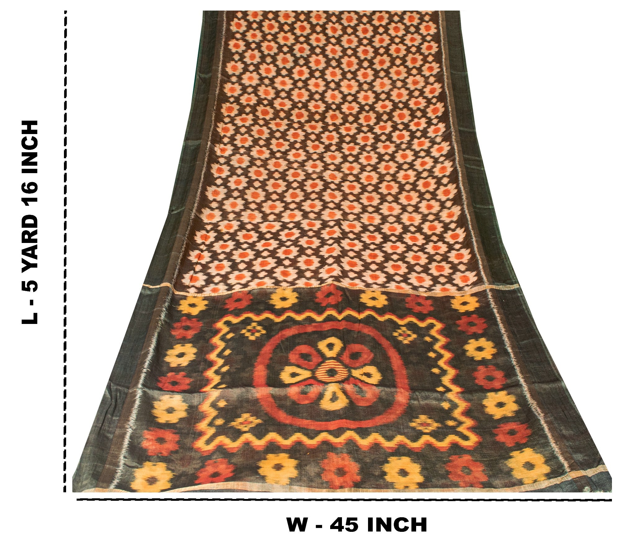 Sanskriti Vintage Black Cotton Silk Sarees Ikat Hand Woven Sambhalpuri 5 Yd Sari