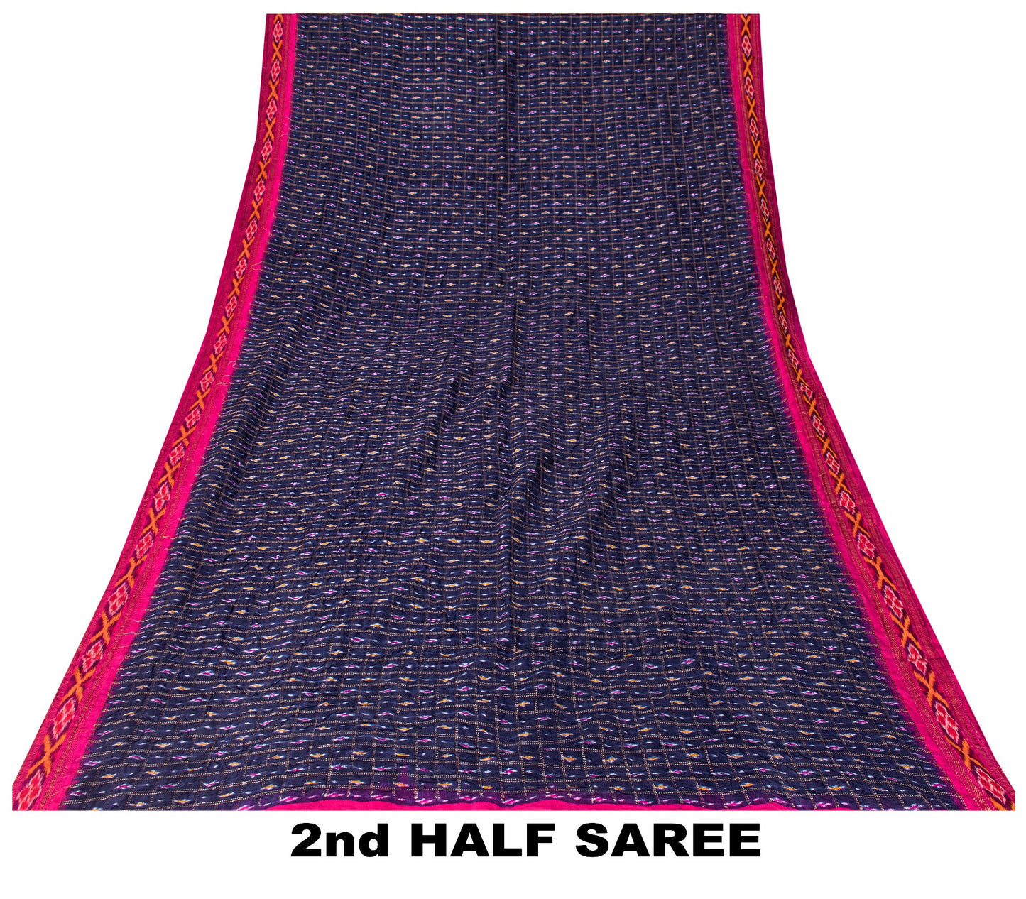 Sanskriti Vintage Blue Pure Silk Sarees Ikat Hand Woven Pochampally 5+Yd Sari