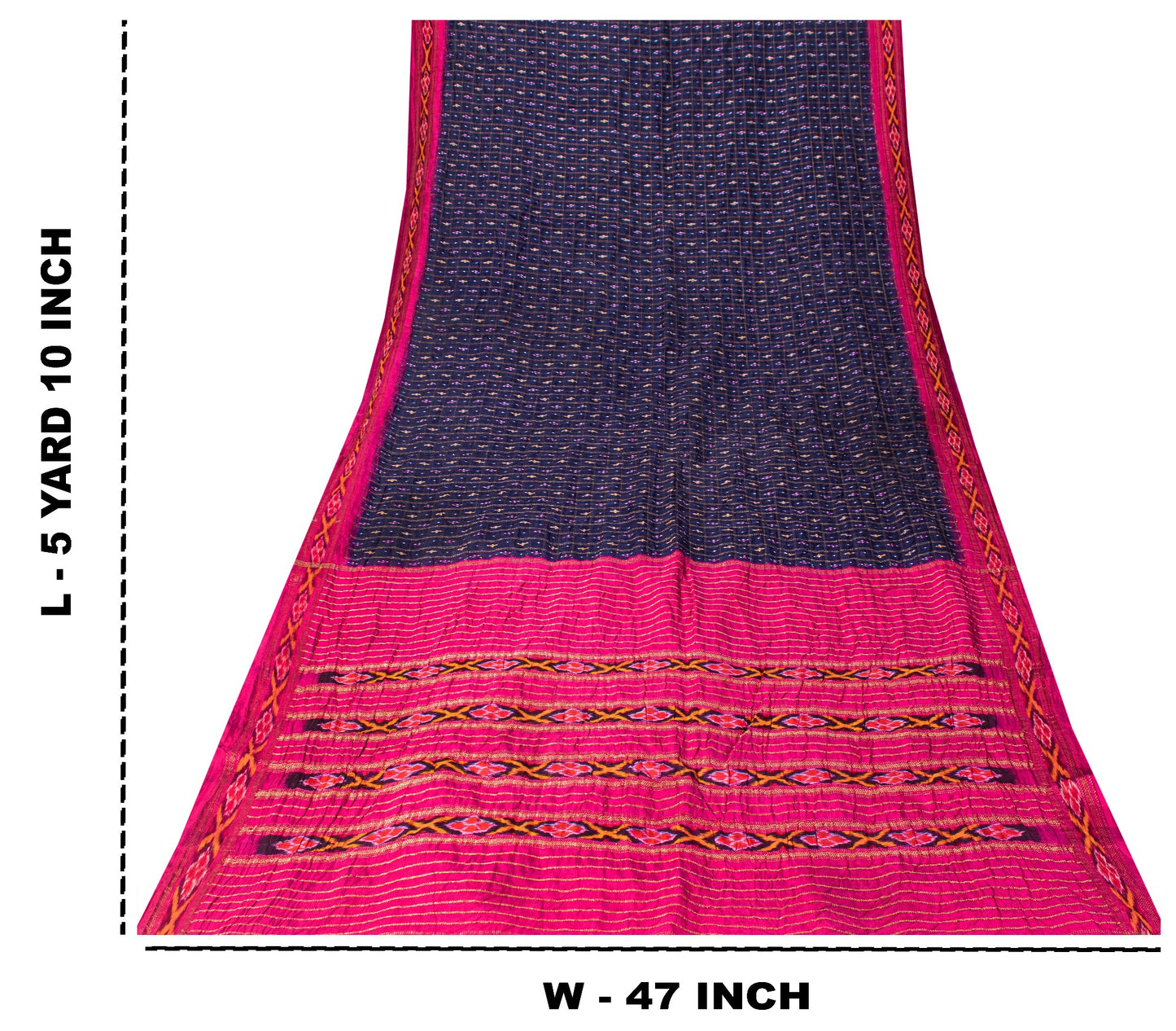 Sanskriti Vintage Blue Pure Silk Sarees Ikat Hand Woven Pochampally 5+Yd Sari