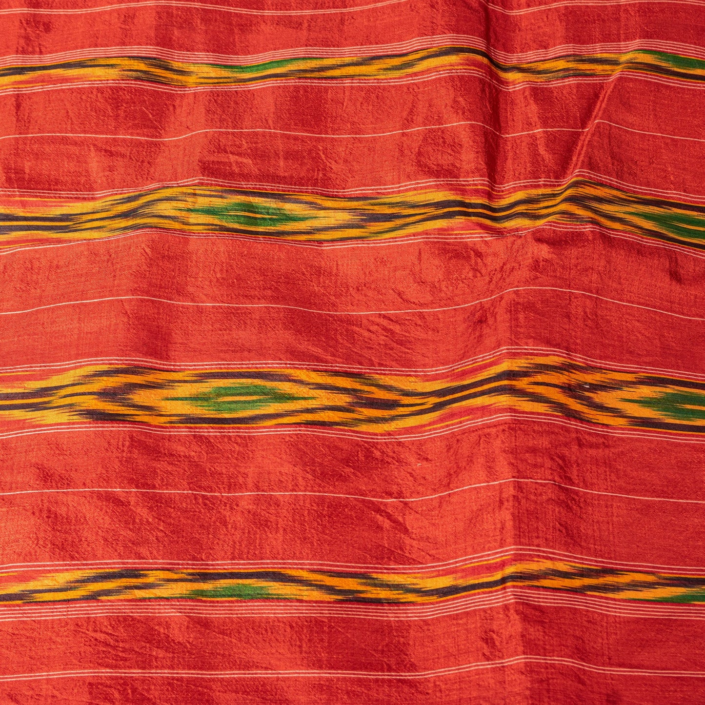 Sanskriti Vintage Yellow Pure Silk Sarees Ikat Hand Woven Pochampally 5+Yd Sari