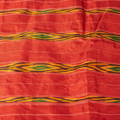 Sanskriti Vintage Yellow Pure Silk Sarees Ikat Hand Woven Pochampally 5+Yd Sari