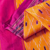 Sanskriti Vintage Yellow Pure Silk Sarees Ikat Hand Woven Pochampally 5+Yd Sari