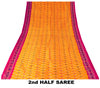 Sanskriti Vintage Yellow Pure Silk Sarees Ikat Hand Woven Pochampally 5+Yd Sari