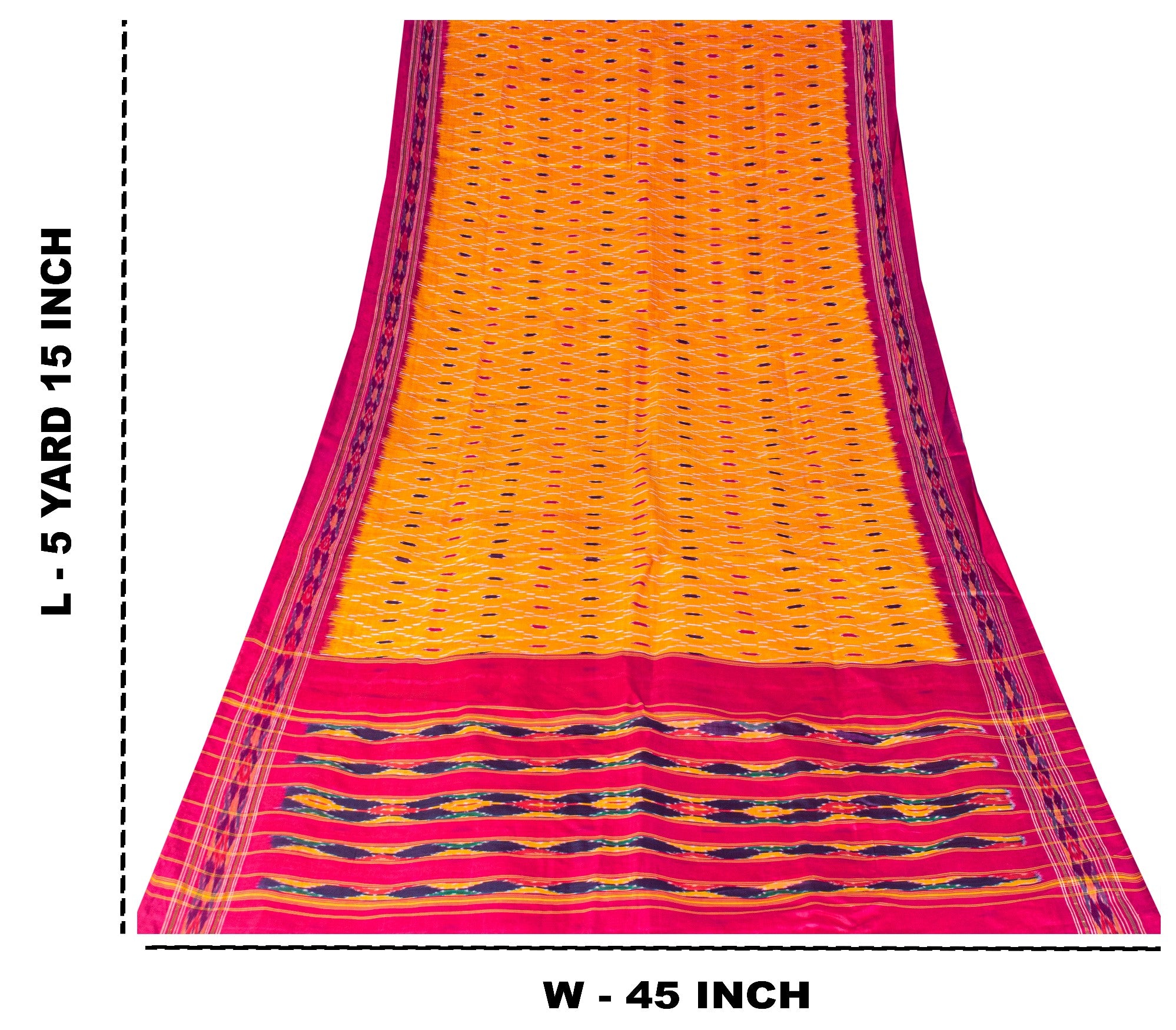 Sanskriti Vintage Yellow Pure Silk Sarees Ikat Hand Woven Pochampally 5+Yd Sari