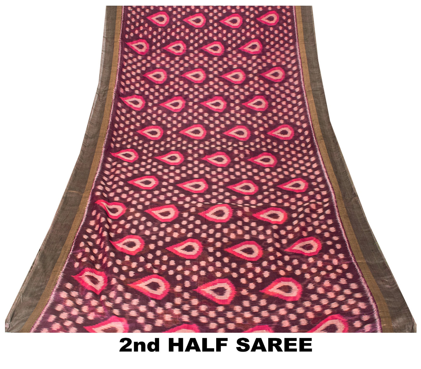 Sanskriti Vintage Purple Cotton Silk Sarees Ikat Hand Woven Sambhalpuri 5.5 Yd