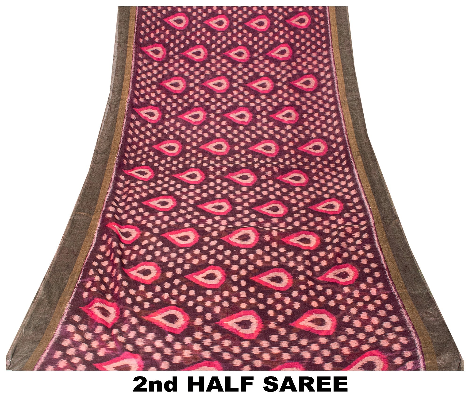 Sanskriti Vintage Purple Cotton Silk Sarees Ikat Hand Woven Sambhalpuri 5.5 Yd