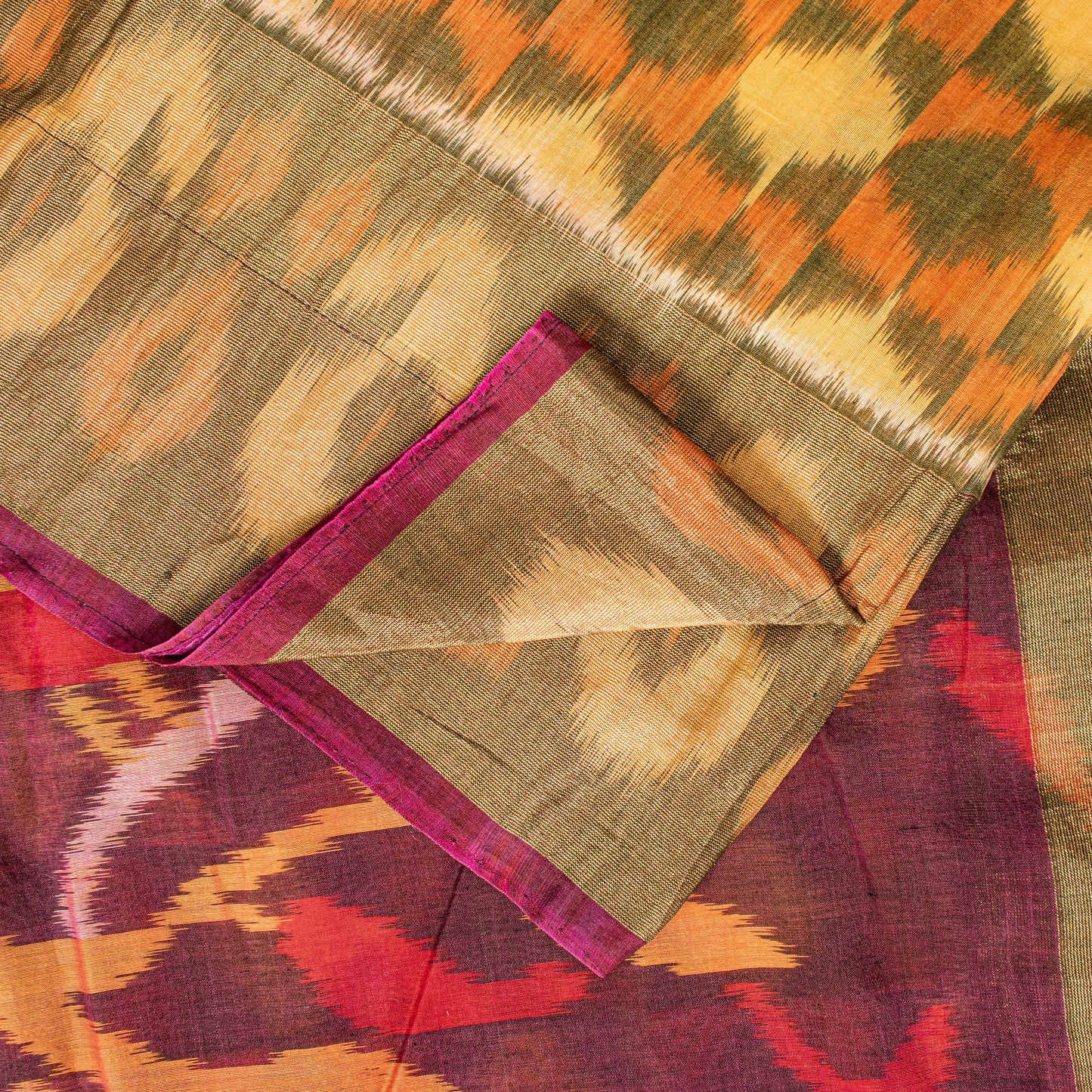 Sanskriti Vintage Brown Cotton Silk Sarees Ikat Hand Woven Sambhalpuri 5+Yd Sari