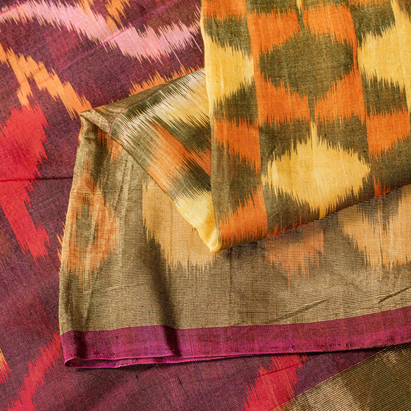Sanskriti Vintage Brown Cotton Silk Sarees Ikat Hand Woven Sambhalpuri 5+Yd Sari