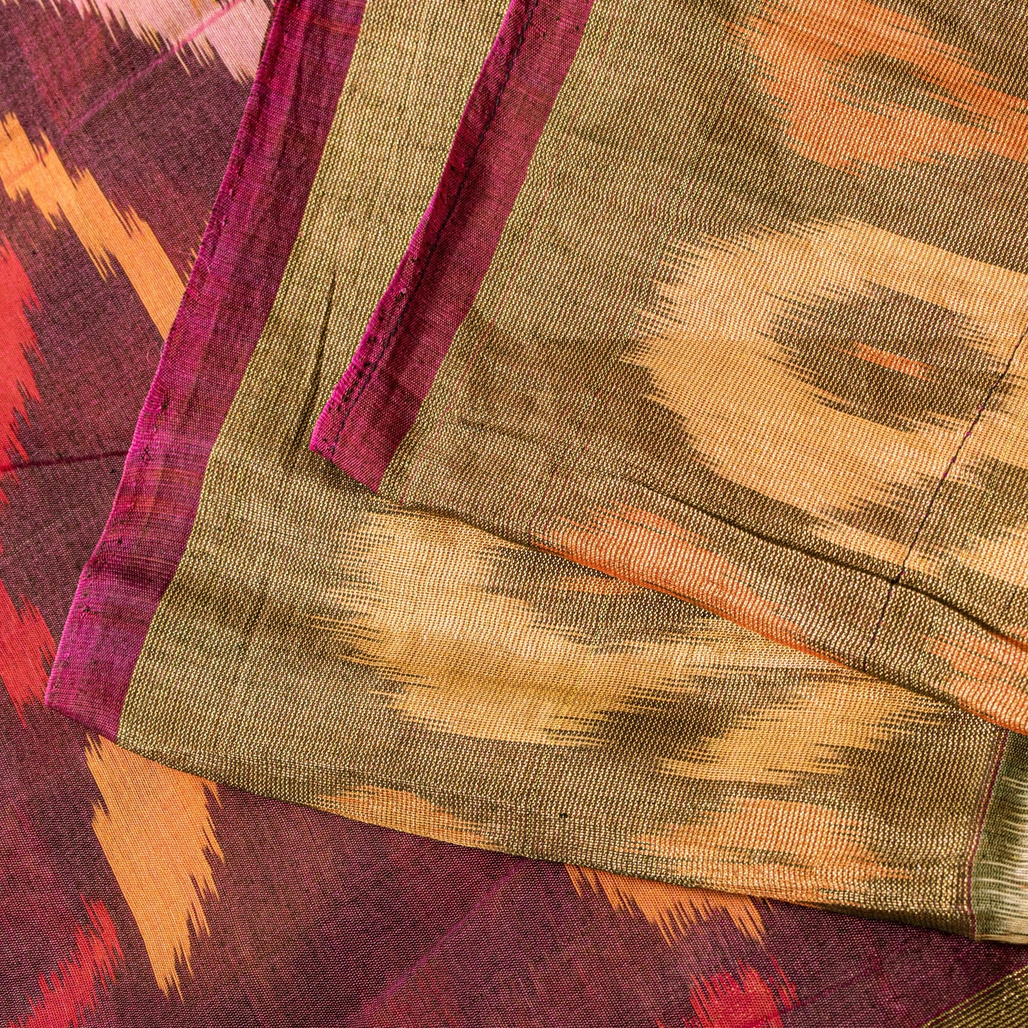 Sanskriti Vintage Brown Cotton Silk Sarees Ikat Hand Woven Sambhalpuri 5+Yd Sari