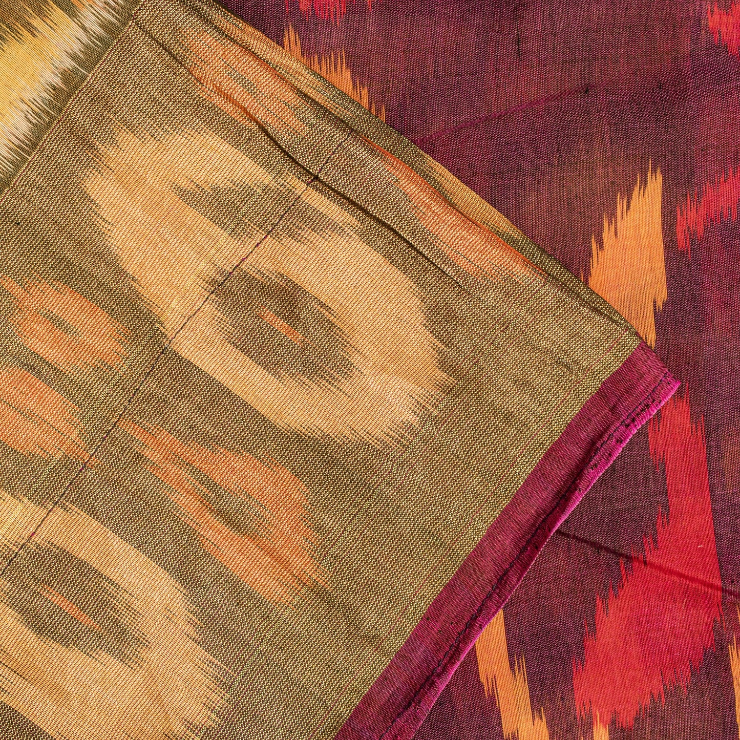 Sanskriti Vintage Brown Cotton Silk Sarees Ikat Hand Woven Sambhalpuri 5+Yd Sari