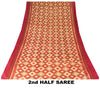 Sanskriti Vintage Dark Red Cotton Silk Sarees Ikat Hand Woven Sambhalpuri 5.5 Yd
