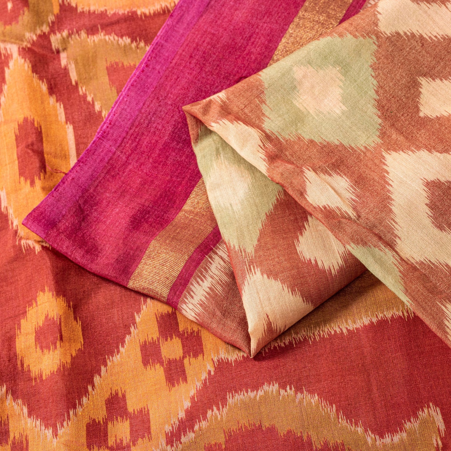 Sanskriti Vintage Dark Red Cotton Silk Sarees Ikat Hand Woven Sambhalpuri 5.5 Yd