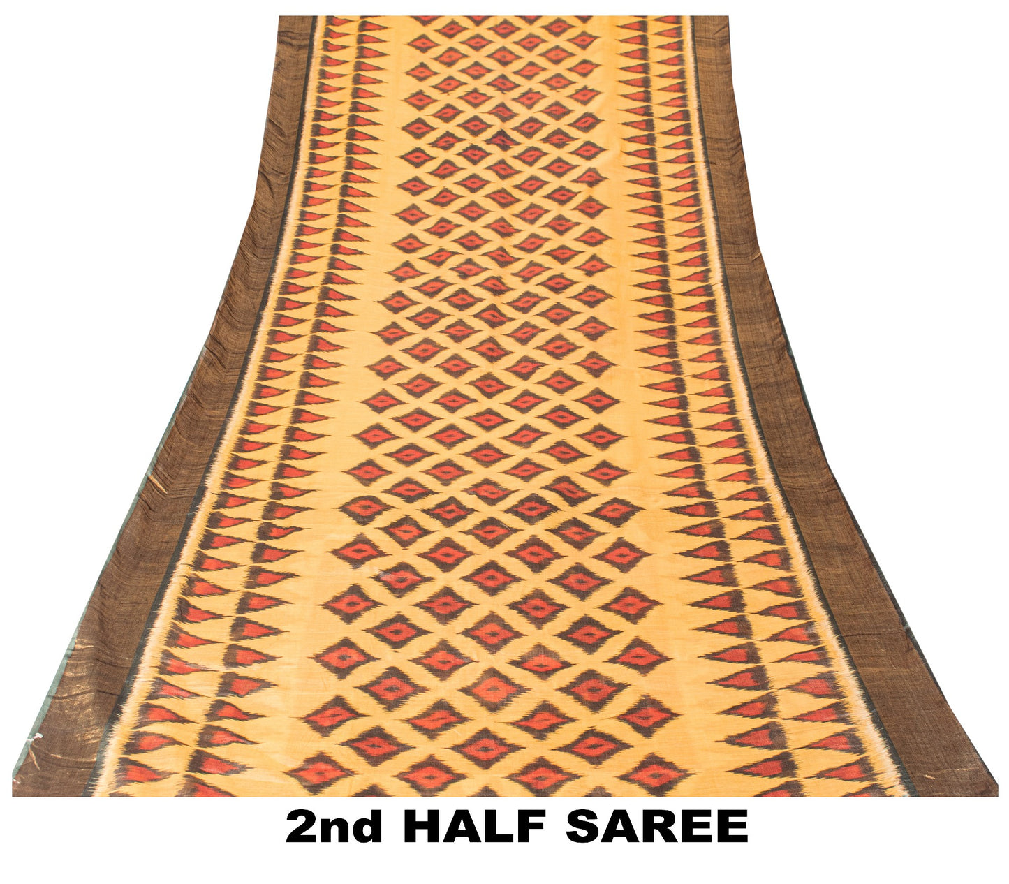 Sanskriti Vintage Yellow Cotton Silk Sarees Ikat Hand Woven Sambhalpuri 5.5 Yd