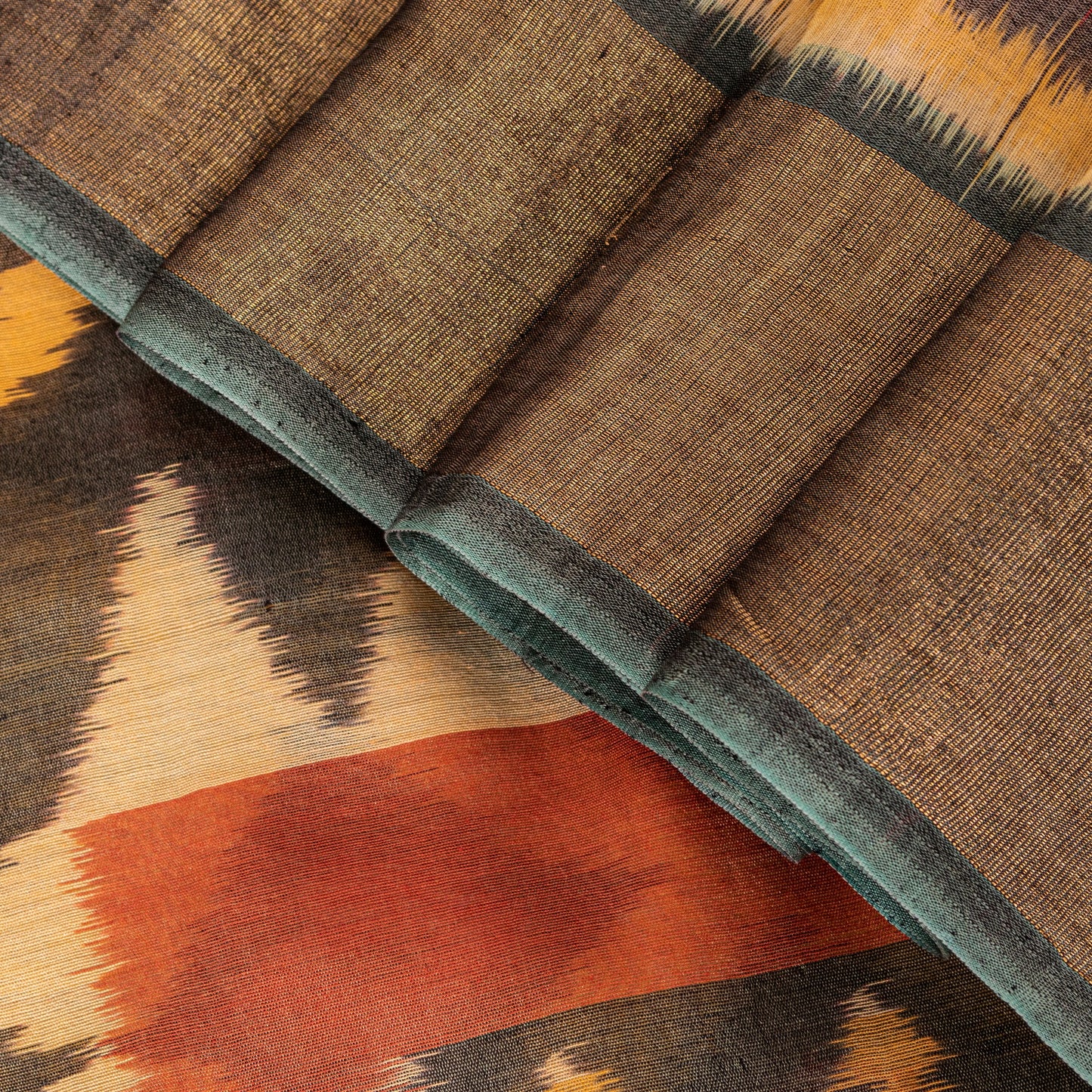 Sanskriti Vintage Yellow Cotton Silk Sarees Ikat Hand Woven Sambhalpuri 5.5 Yd