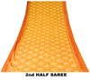 Sanskriti Vintage Yellow Blend Silk Sarees Ikat Handwoven Sambhalpuri 5.5Yd Sari
