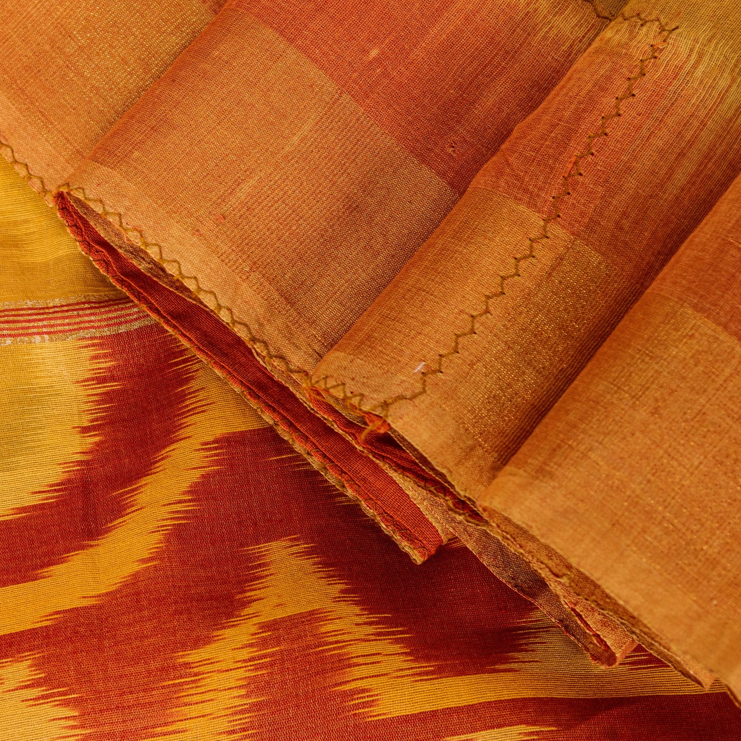 Sanskriti Vintage Yellow Blend Silk Sarees Ikat Handwoven Sambhalpuri 5.5Yd Sari