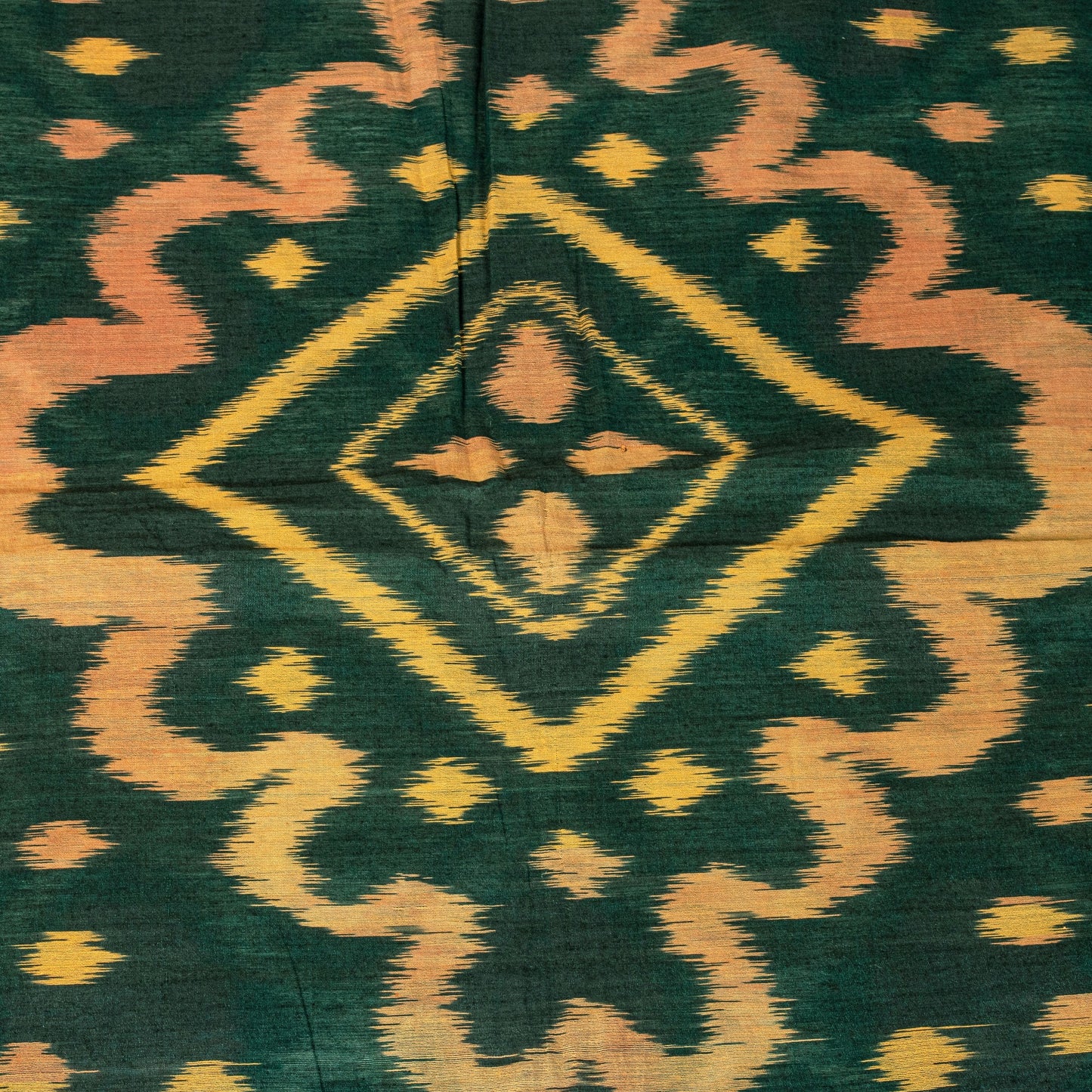 Sanskriti Vintage Green Soft Blend Cotton Saree Ikat Handwoven Pochampally 5.5Yd