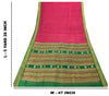 Sanskriti Vintage Pink Pure Silk Saree Peacock Floral Thread Hand-Woven 5.5 YD