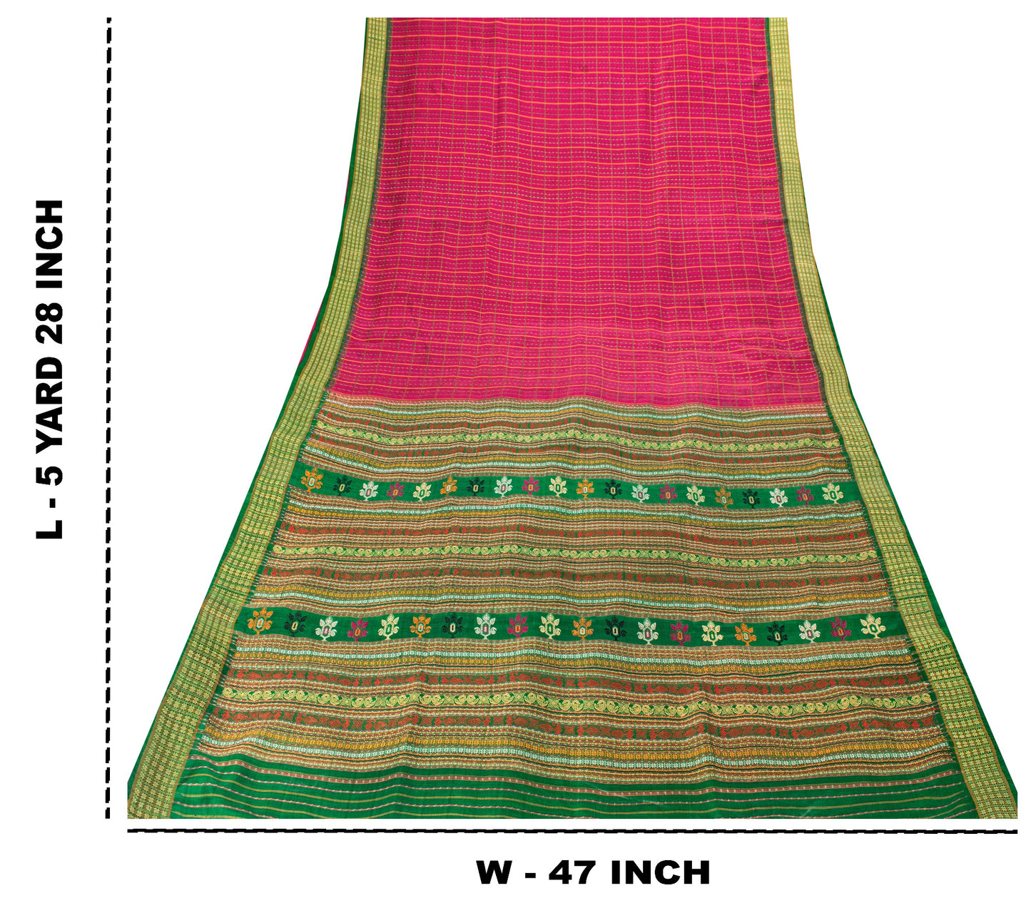 Sanskriti Vintage Pink Pure Silk Saree Peacock Floral Thread Hand-Woven 5.5 YD