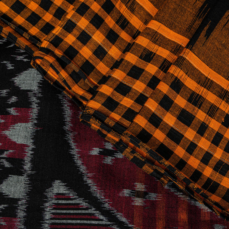 Sanskriti Vintage Mustard Pure Cotton Saree Sambhalpuri Ikat Handwoven 5.5Y Sari
