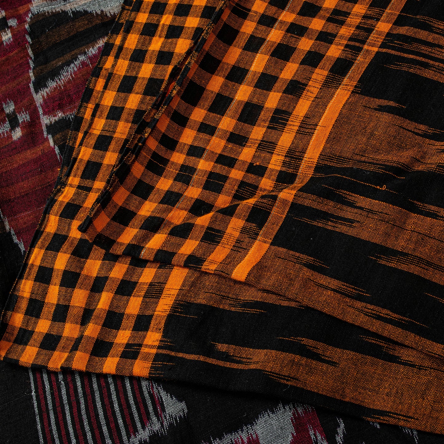Sanskriti Vintage Mustard Pure Cotton Saree Sambhalpuri Ikat Handwoven 5.5Y Sari