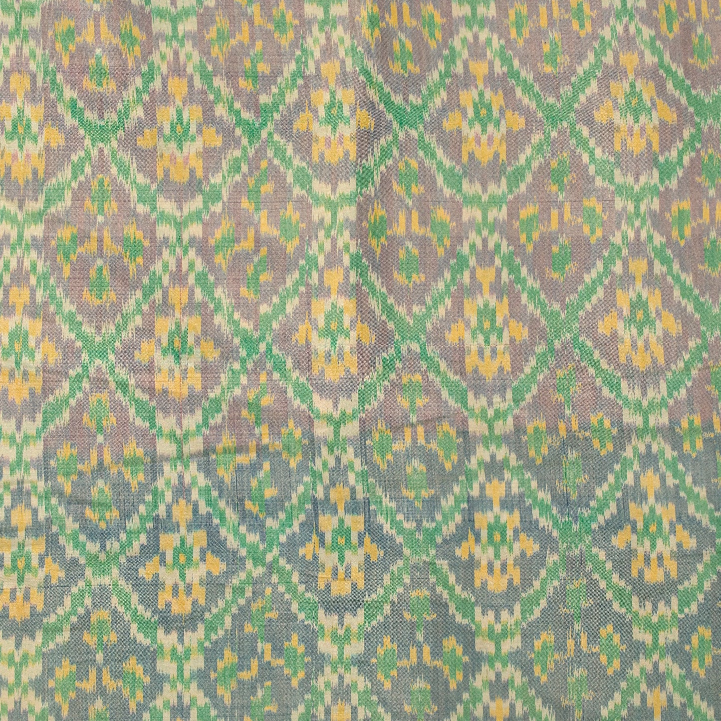 Sanskriti Vintage Soft Green Pure Silk Saree Ikat Hand Woven Patan Patola 5.5Yd