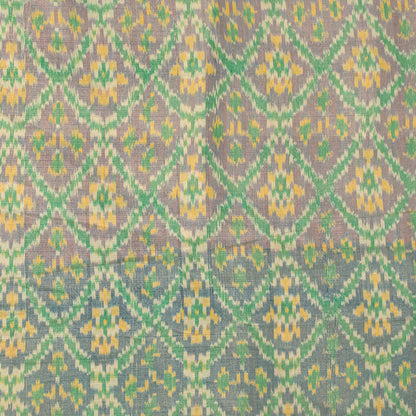 Sanskriti Vintage Soft Green Pure Silk Saree Ikat Hand Woven Patan Patola 5.5Yd