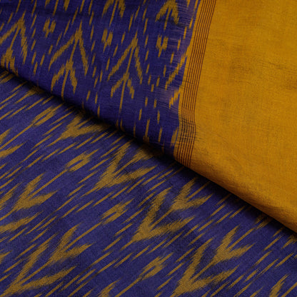 Sanskriti Vintage Purple Soft Pure Silk Saree Ikat Hand Woven Pochampally 5+Yd